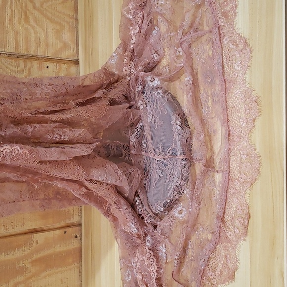 Pink Lace Majorelle Overlay Illusion Faux Wrap High Low Maxi Dress Size… - Picture 6 of 11